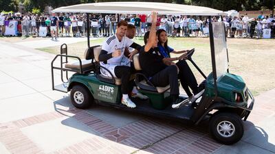 Thibaut Courtois arrives to train with the Real Madrid squad. EPA