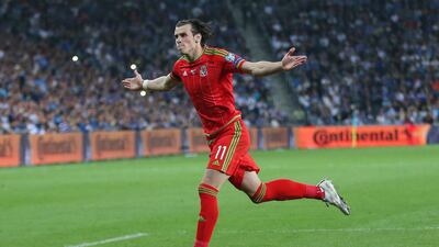 Gareth Bale celebrates after scoring the second goal for Wales against Israel. Reuters / Matthew Childs