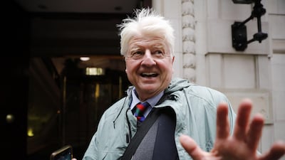 Stanley Johnson, father of Britain's Prime Minister Boris Johnson, leaves the Millbank broadcast studios near the Houses of Parliament in central London. AFP / Tolga AKMEN