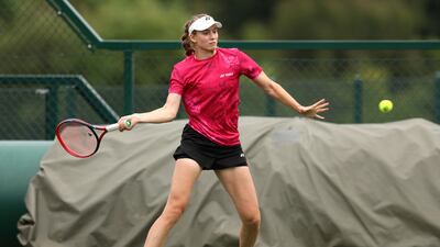 World No 3 and reigning Wimbledon champion Elena Rybakina trains at the All England Club. Getty