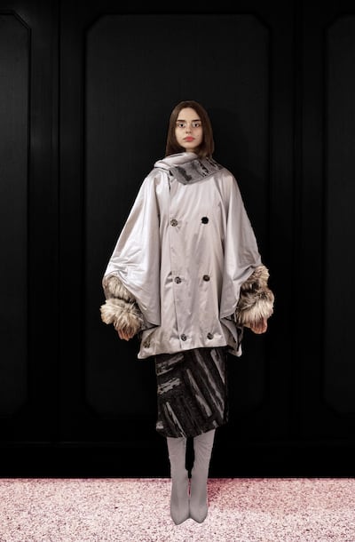 A Poiret-cut opera coat for autumn / winter 2021 by Francesca Liberatore at Arab Fashion Week. Courtesy Francesca Liberatore