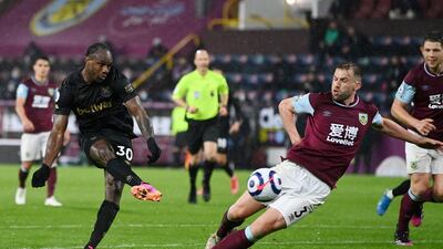 West Ham United's Michail Antonio shoots at goal. Reuters