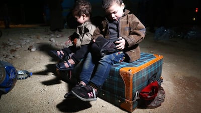 After the Syrian regime retook control of 95 per cent of Eastern Ghouta through a deadly air and ground assault, many of those remaining were evacuated from the rebel-held pocket. Nazeer al-Khatib / AFP