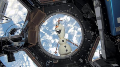 Col Shkaplerov then took Olaf from Disney's Frozen into space on his 2014-2015 mission. Anton Shkaplerov / Roscosmos