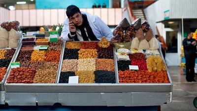 Green Bazaar in Almaty, Kazakhstan.