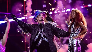 Boy George performs at the 2026 Eurovision Song Contest. He rejected calls to boycott the event over Israel's participation. Getty Images