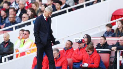 Arsenal manager Arsene Wenger shown during his team's draw with Crystal Palace on Sunday in the Premier League. Paul Gilham / Getty Images / April 17, 2016