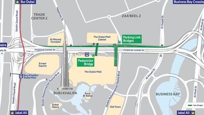 A pedestrian bridge will allow shoppers better access to the mall. Courtesy: Dubai Media Office / RTA