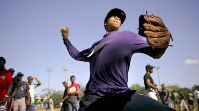 Young hopefuls at a tryout in the the Dominican Republic, a major source of talent for US baseball organisations.