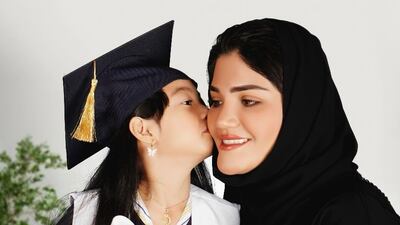 Emirati foster parent Narjes Al Blooshi and Aisha, 7, her daughter. Photo: Narjes Al Blooshi