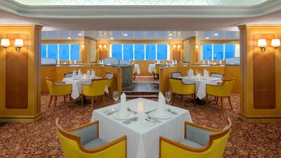 The dining room of the Queens Grill is open from 7pm to 11pm - and the strict dress code remains the same as when the QE2 sailed, jackets for men are required