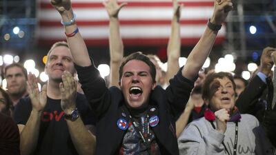 Supporters of Democratic presidential nominee Hillary Clinton cheer at her election night rally in New York, U.S., November 8. Carlos Barria / Reuters