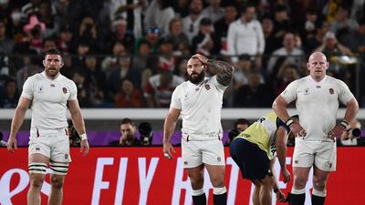 England players react after losing the Japan 2019 Rugby World Cup final. AFP