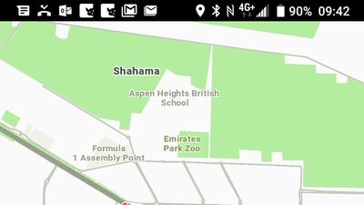 Heavy congestion on roads leading from Abu Dhabi to Dubai. Coutesy Waze traffic app