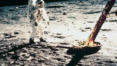 'Buzz' Aldrin is shown beside the foot of the Lunar Module during the Apollo 11 mission. Getty Images