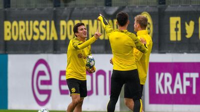 Dortmund's players take part in a training session. AFP