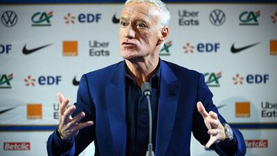 France head coach Didier Deschamps speaks during a press conference in Paris after announcing his squad for the Qatar 2022 World Cup. AFP