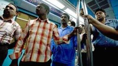 Passengers on the Dubai Metro this week, en route to Al Rigga station in Deira.