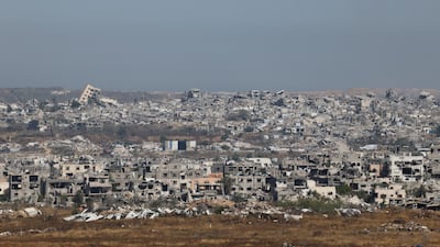 Destroyed buildings in Gaza near the Israeli border on Monday. Reuters