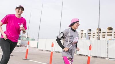 A final event in aid of breast cancer awareness was held at Zayed Sports City before the closing ceremony of Pink Caravan Ride 2017. Reem Mohammed / The National