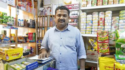 Neyas Kadankandy Mangodon at Kahoor Ali Grocery, his baqala in Satwa. Antonie Robertson / The National