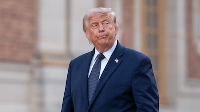 US President Donald Trump arrives for a gala dinner at the Versailles Palace in Versailles, France. Bloomberg