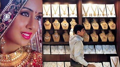 A jewellery outlet in Bangalore. Gold imports play a major role in India's gaping current account deficit and have contributed to the depreciation of the rupee. Manjunath Kiran / AFP