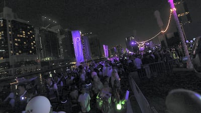 Dubai, March 24, 2018: Dubai residents participate in the Earth Hour Walk at the Marasi promenade in Dubai. Satish Kumar for the National