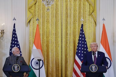 India Prime Minister Narendra Modi and US President Donald Trump on February 13, 2025. India’s growing importance as a global player means that it is more likely to find itself in conflict with one of Mr Trump’s many plans and peeves. EPA