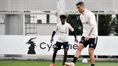 Juventus star Cristiano Ronaldo during a training session at JTC in Turin, Italy. Getty Images
