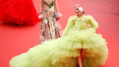 DEEPIKA PADUKONE, MAY 2019: We never thought we'd be prepared for such a large serving of lime green tulle, but this Giambattista Valli dress is deliciously fun. Padukone wore it in Cannes, which is our favourite red carpet collection every year. EPA