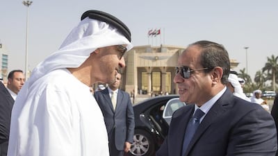 Sheikh Mohammed bin Zayed, Crown Prince of Abu Dhabi and Deputy Supreme Commander of the Armed Forces, says goodbye to Abdel Fattah El Sisi, president of Egypt, in Cairo after a friendly visit. Mohamed Al Hammadi / Crown Prince Court – Abu Dhabi