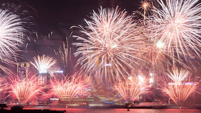 Fireworks at Tsim Sha Tsui to the north of Victoria Harbour in Hong Kong mark the beginning of 2025. AP Photo