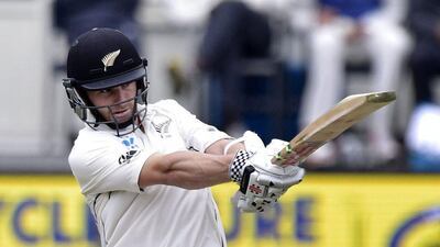 Kane Williamson of New Zealand plays a shot during Day 3 of the first Test against Sri Lanka in Dunedin on Saturday. Marty Melville / AFP / December 12, 2015