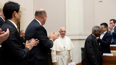 Pope Francis addressed energy representatives at the end of a two-day meeting at the Academy of Sciences, at the Vatican. Reuters