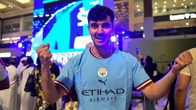 Jordanian Mustafa Tawfia shows his colours. Khushnum Bhandari / The National