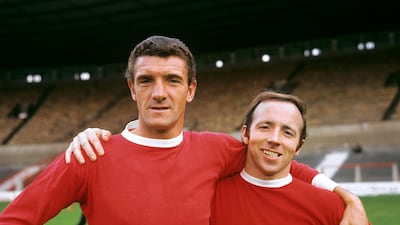 Bill Foulkes (left) and Nobby Stiles of Manchester United in 1968. PA