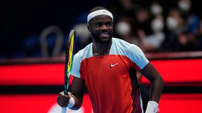 Frances Tiafoe in action during the Japan Open final in Tokyo. AP