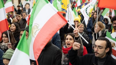 Protesters against the Iranian government at a 2025 demonstration in Paris. Getty Images