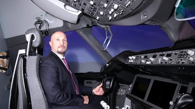 A Boeing 787 flight simulator.