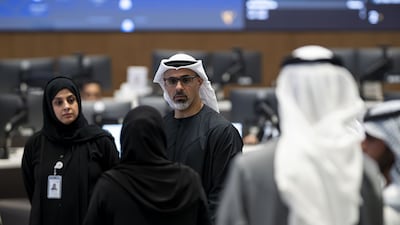Sheikh Khaled bin Mohamed, Crown Prince of Abu Dhabi and Chairman of the Abu Dhabi Executive Council, reviews emergency readiness and response preparations at Unified Medical Operations Command Centre in Abu Dhabi. Photos: Abu Dhabi Media Office