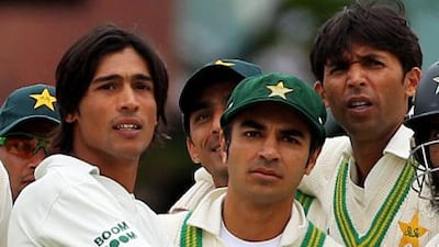 Mohammad Aamir, left, blames Salman Butt, centre, for his role in the spot-fixing scandal that led to him being banned from cricket and spending time in prison.