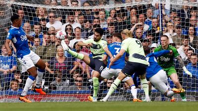 City's Ilkay Gundogan scores their first goal. Reuters