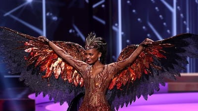 Miss Universe USA Asya Branch appears onstage at the Miss Universe 2020 National Costume Show at Seminole Hard Rock Hotel & Casino on May 13, 2021 in Hollywood, Florida. AFP