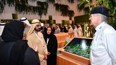 Sheikh Mohammed bin Rashid is briefed on the latest innovations and alternative solutions to generate sustainable and clean energy at ADSW. Wam