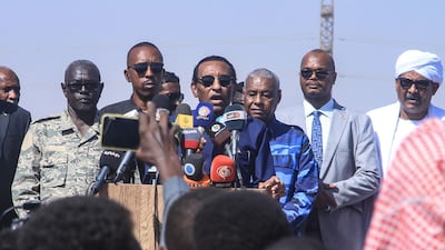 Sudanese Prime Minister Kamil Idris addresses the media in Khartoum. AFP