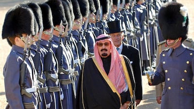 King Abdullah reviews a Guard of Honour with Britain’s Prince Philip in Horse Guards Parade in London, during a state visit. Fiona Hanson / AFP Photo