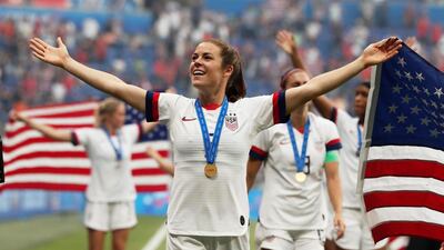 Kelley O'Hara celebrates the US success. Reuters