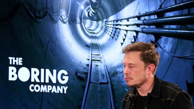 Musk speaking at The Boring Company community meeting in Los Angeles, where he got pushback from residents about his plans to burrow through land the company does not own. Reuters