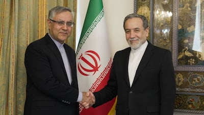 Seyed Ali Mousavi, left, Iran’s new ambassador to the UK, meeting Foreign Minister Abbas Araghchi before departing for his mission. Photo: Iran Ministry of Foreign Affairs